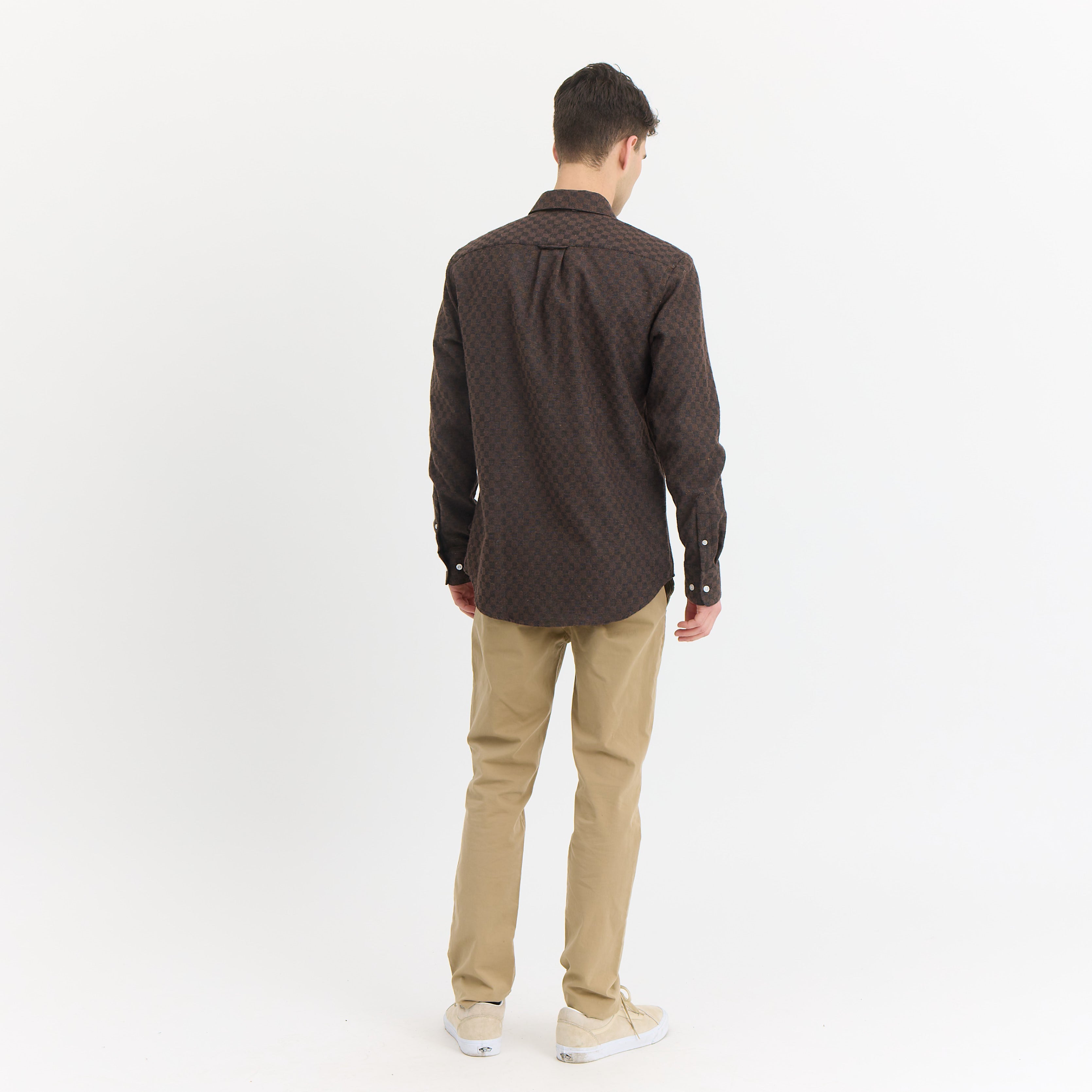 By Garment Makers Bob Checked Shirt Premium Shirt LS 3000 Ebony Brown