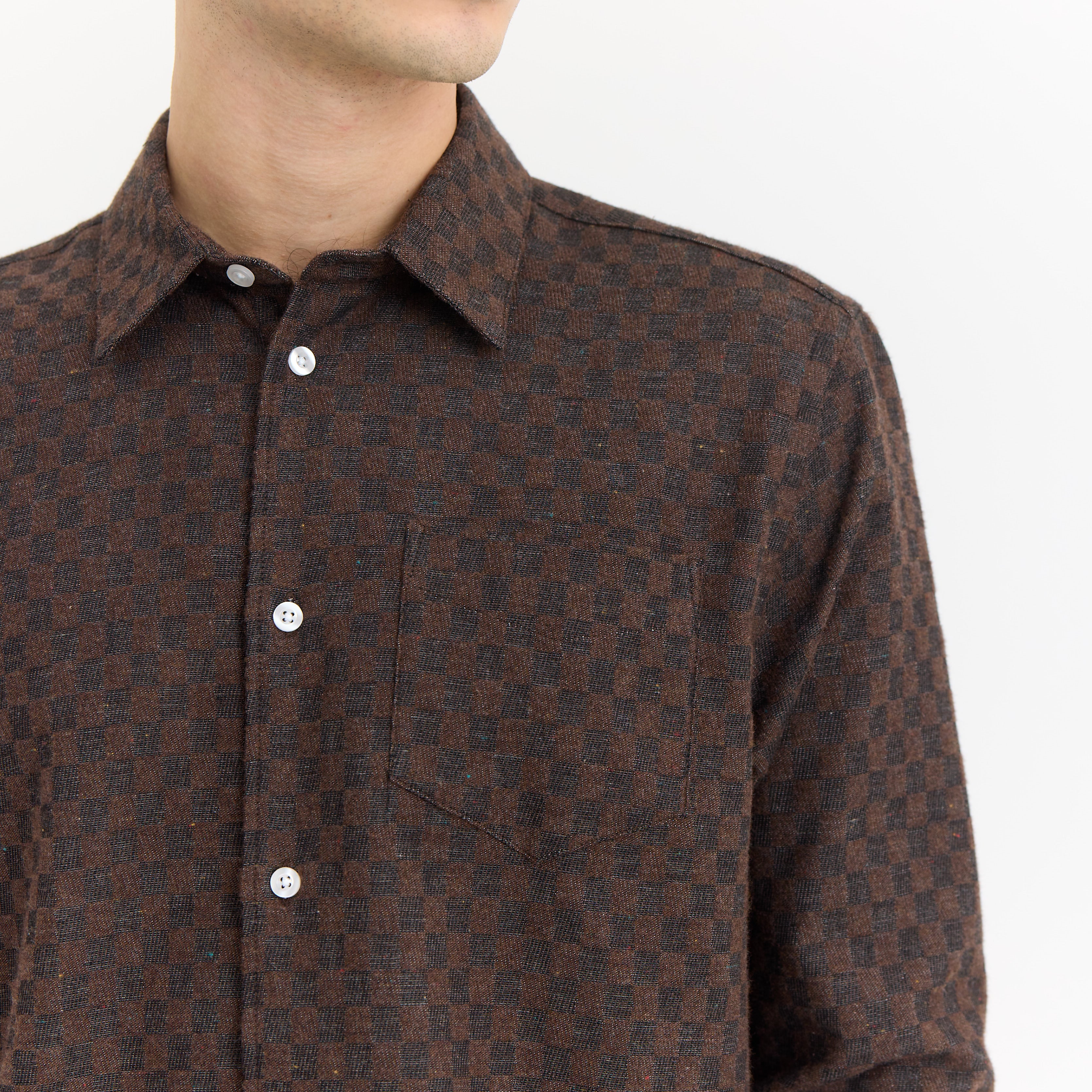 By Garment Makers Bob Checked Shirt Premium Shirt LS 3000 Ebony Brown