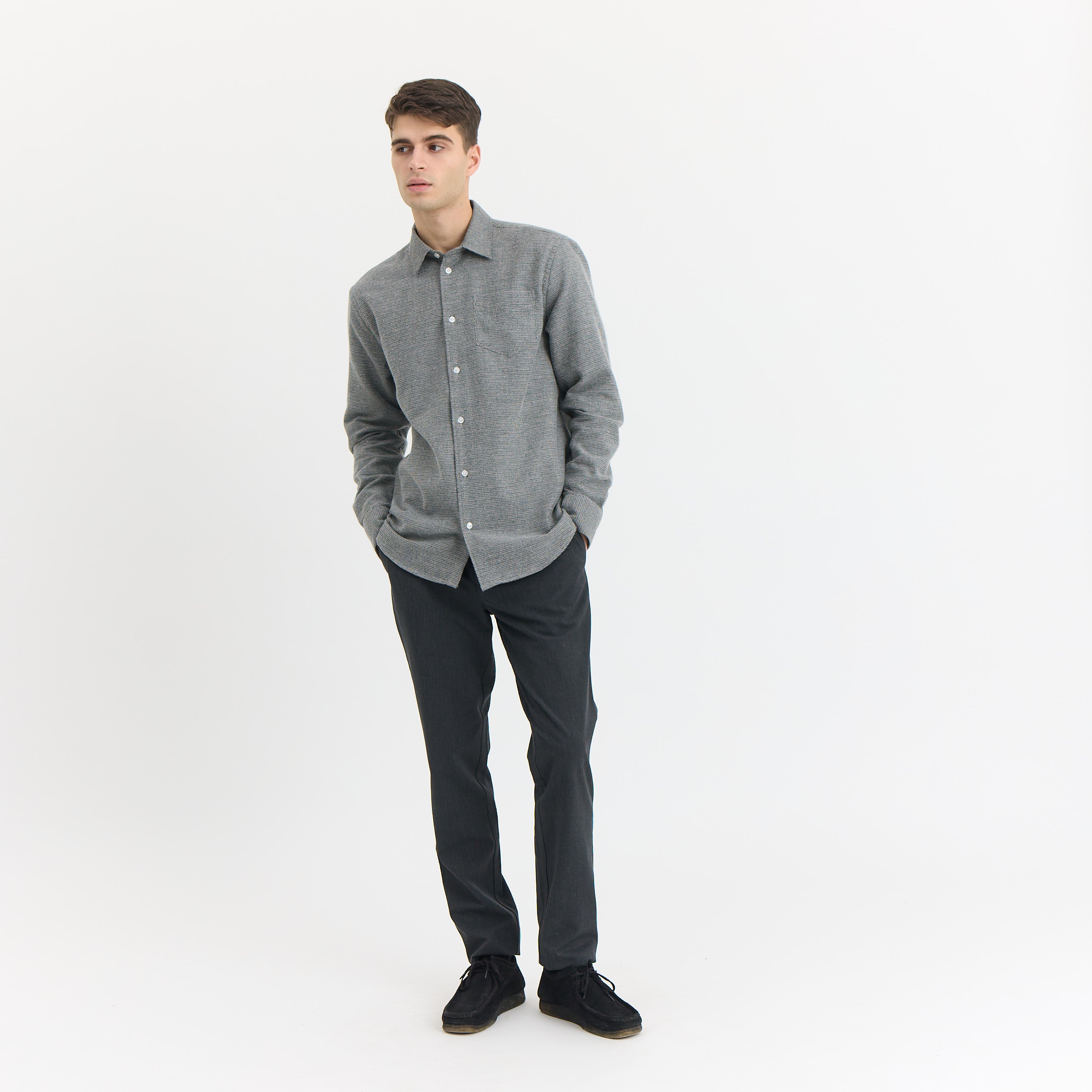 By Garment Makers Bob Structured Shirt Premium Shirt LS 0090 Grey Melange