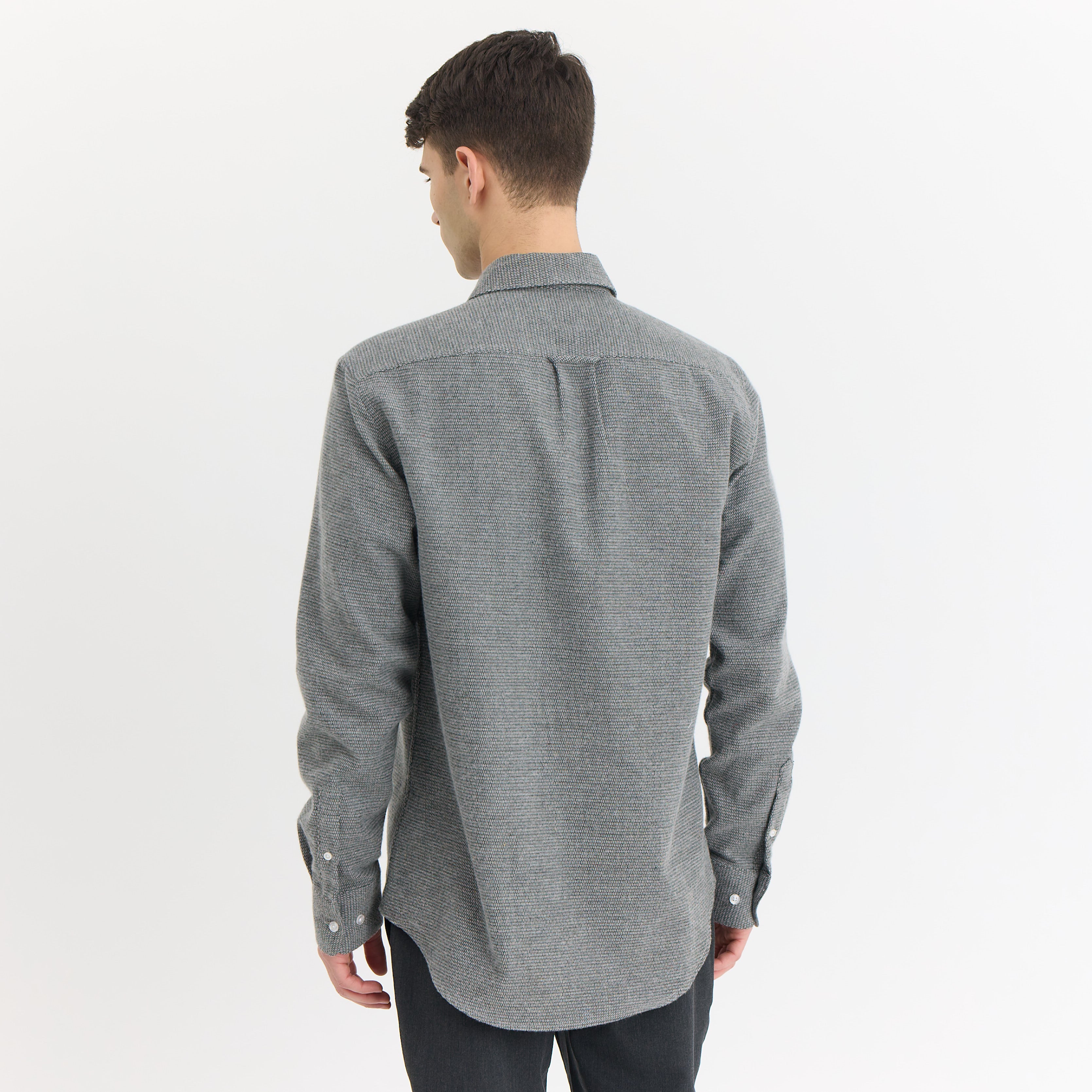 By Garment Makers Bob Structured Shirt Premium Shirt LS 0090 Grey Melange