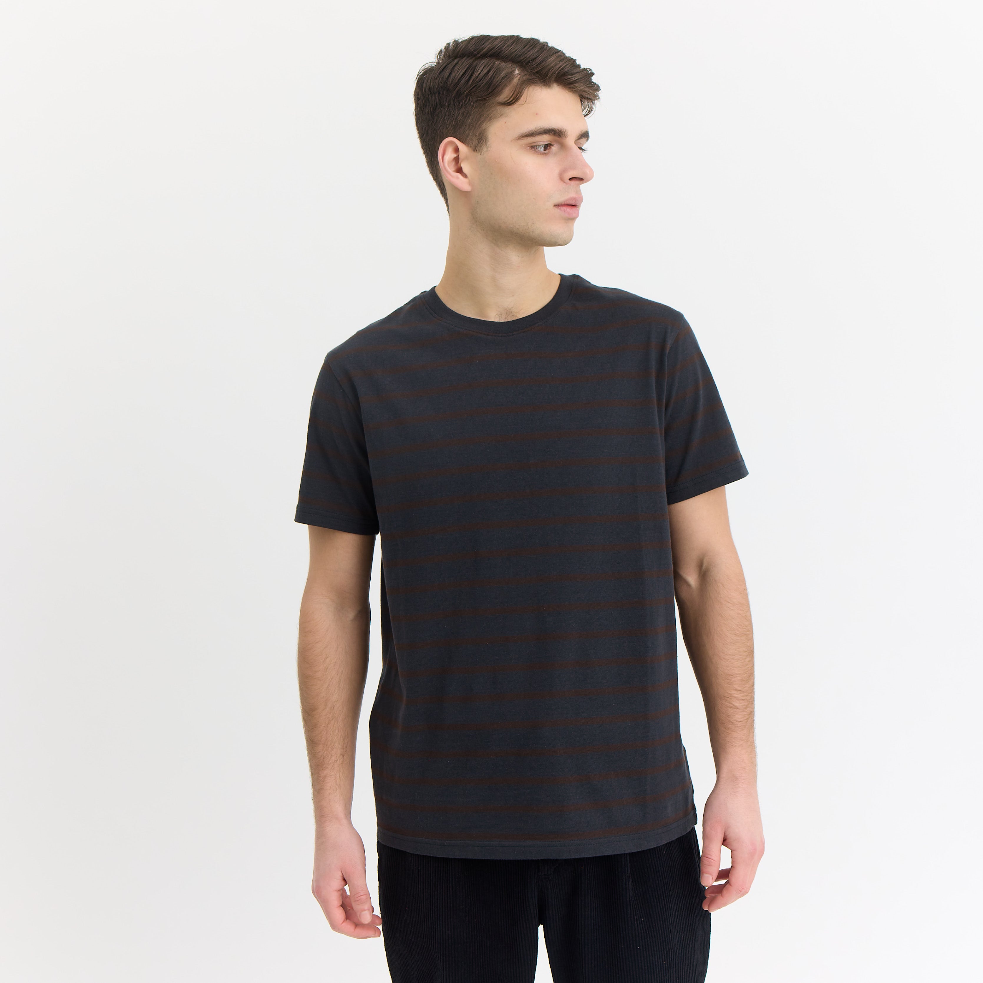 By Garment Makers Fabian Striped tee GOTS T-shirt SS 1204 Jet Black