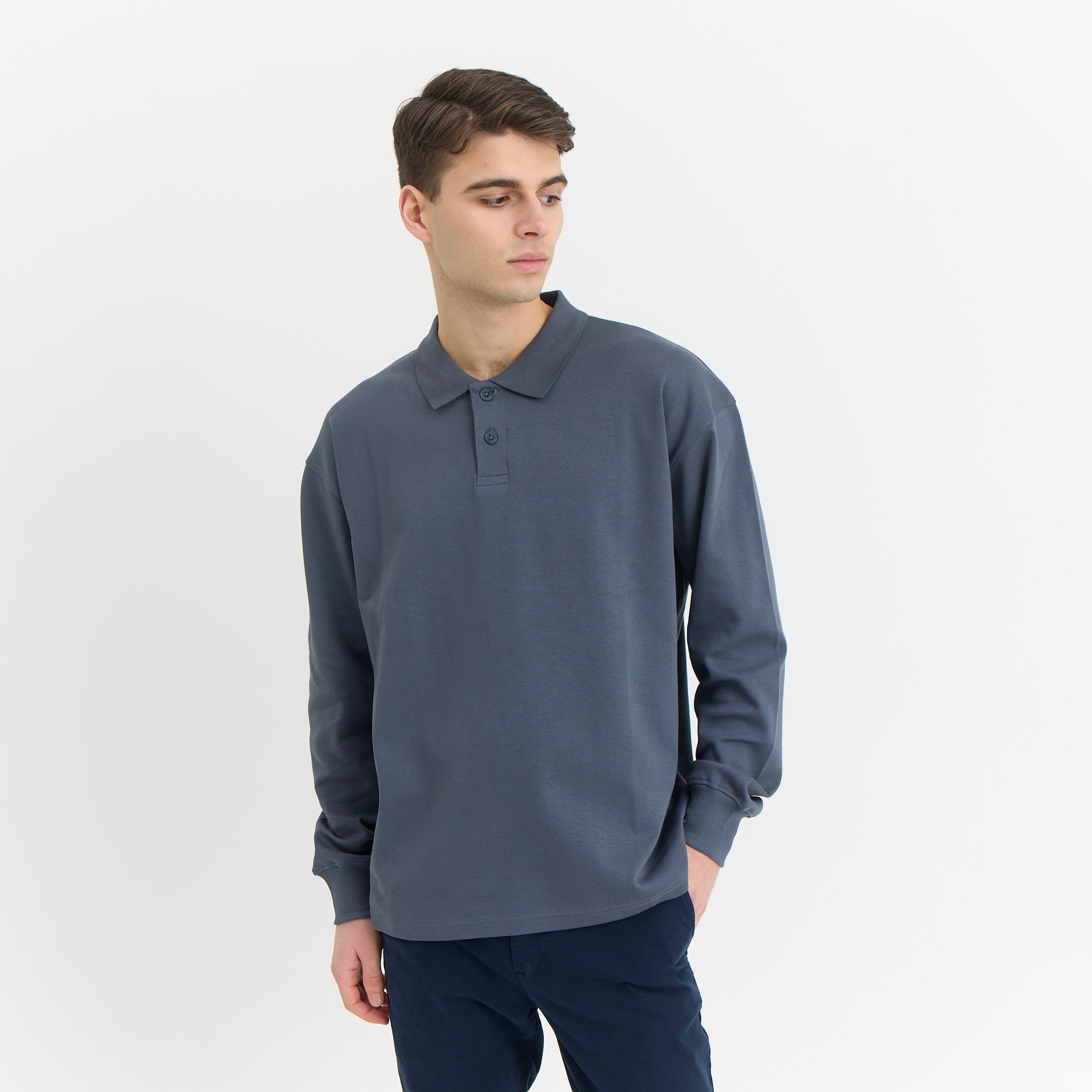 By Garment Makers Micky Polo Sweat Polo LS 1100 Stone Grey