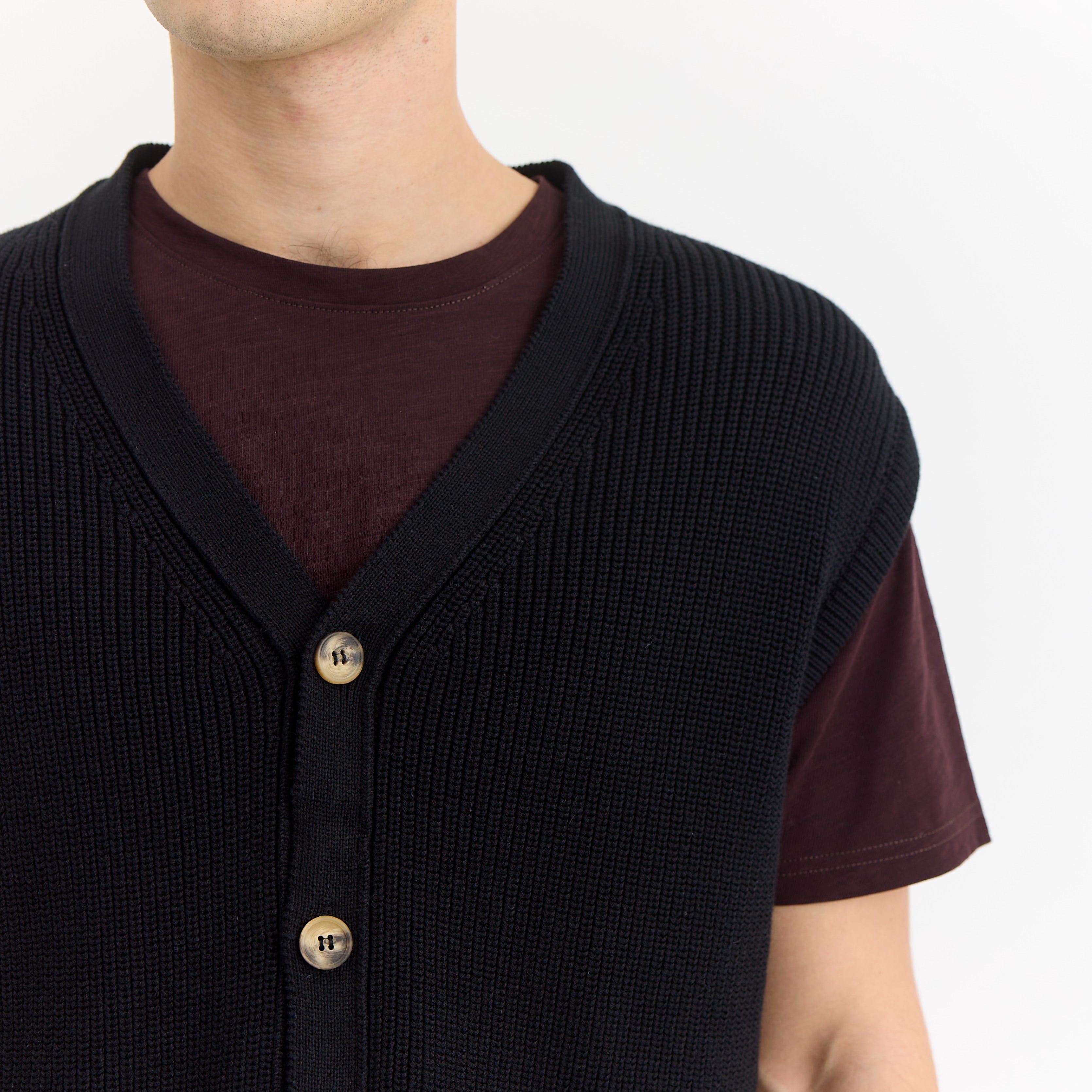 By Garment Makers Noah Knit Vest GOTS Knit 1204 Jet Black
