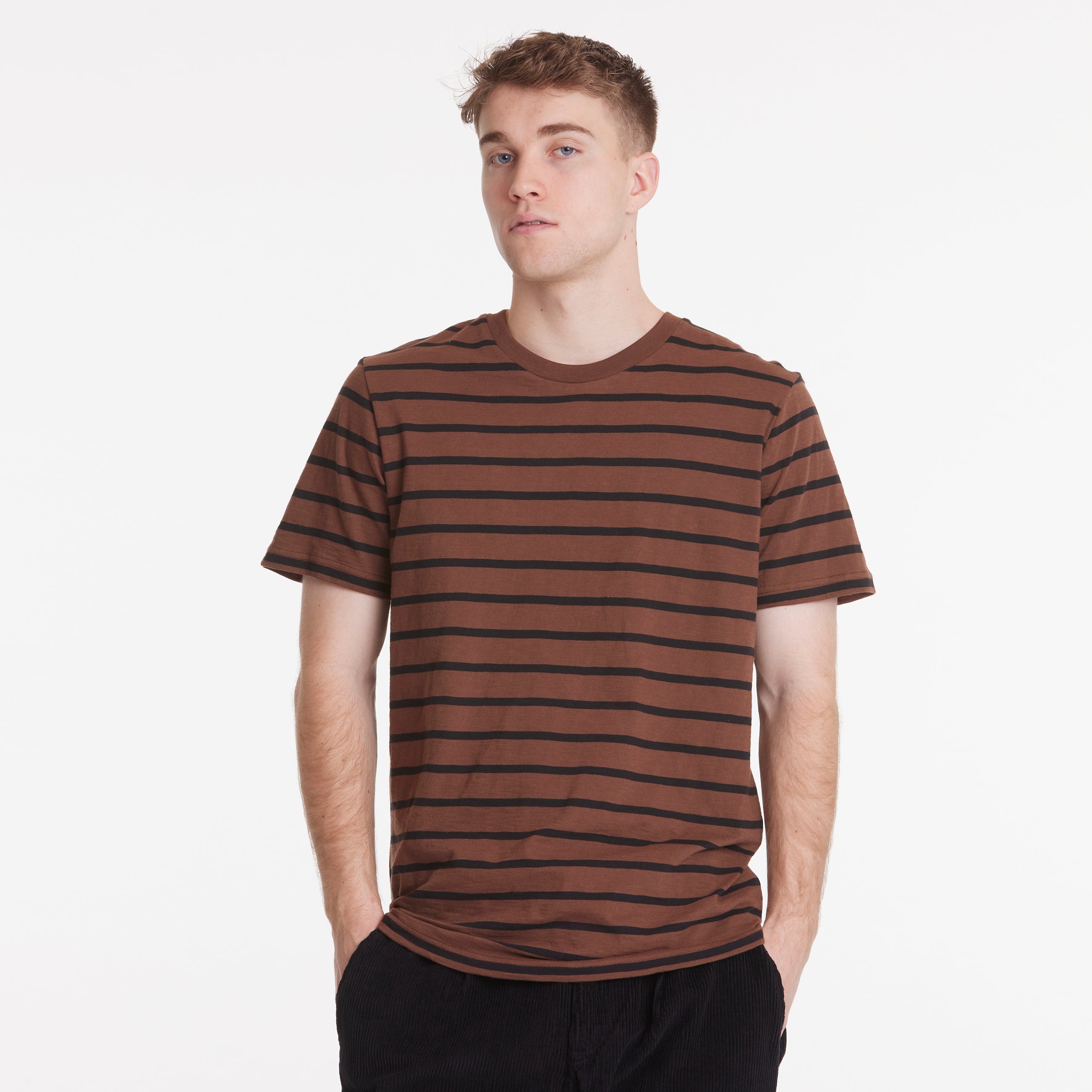 By Garment Makers Scott Striped Tee T-shirt SS 1258 Beaver